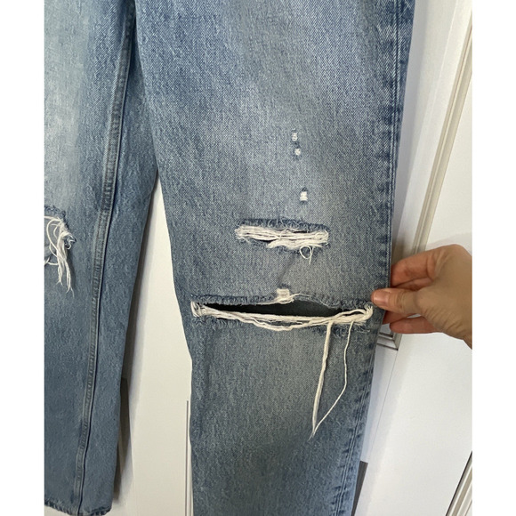 RE/DONE Women’s 90s Comfy Jeans Size 24 Sunfaded Destroy Denim Blue Distressed - Picture 4 of 15